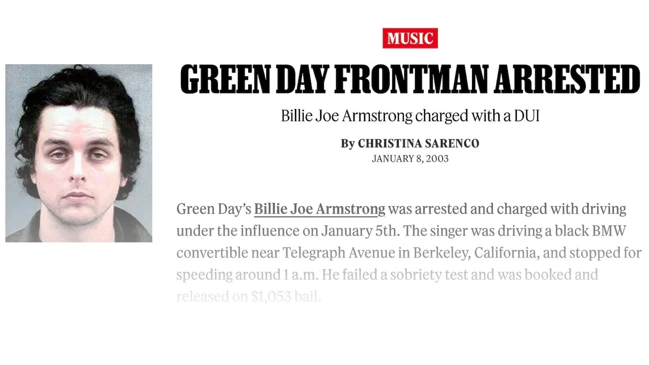 Billie Joe Armstrong Mugshot